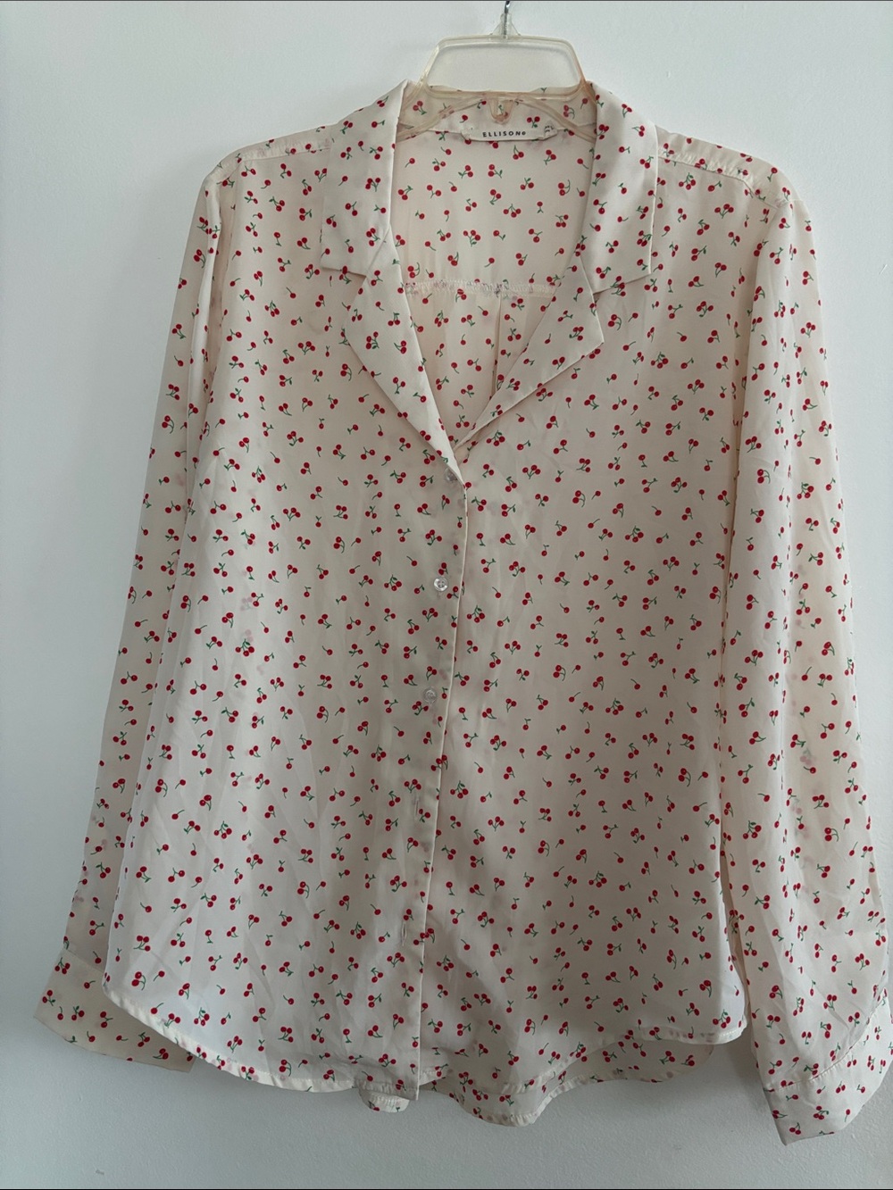 Ellison White Cherry-Print Button Down Shirt